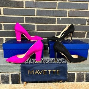 Two pair of suede pumps by Mavette